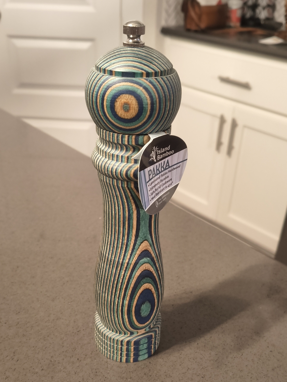 Island Bamboo Pakka Wood Blue-Green Salt Or Pepper Mill